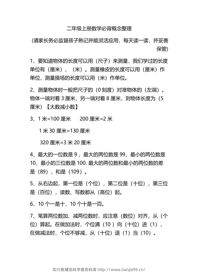 二上数学：必背概念整理-学霸资料库学科资源下载