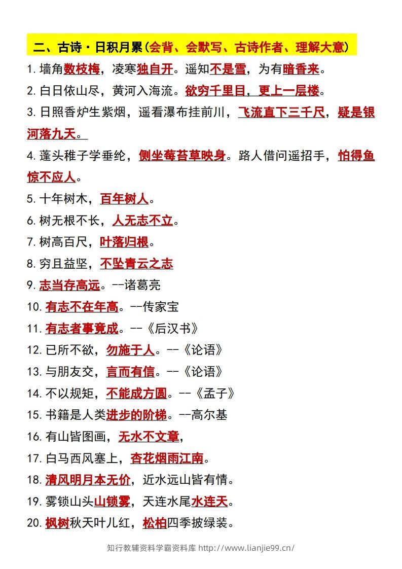 图片[3]-二年级语文上册常考重点知识点汇总-学霸资料库学科资源下载