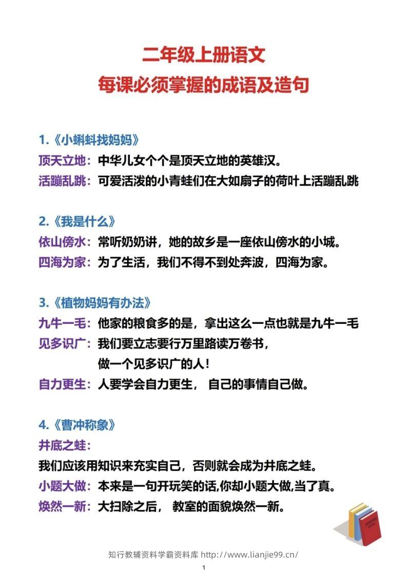 二上语文必考成语及造句-学霸资料库学科资源下载