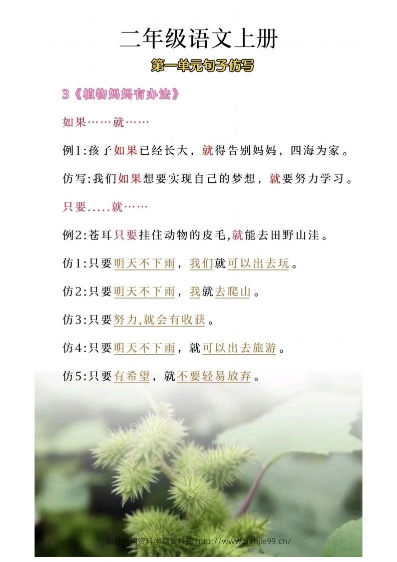 图片[3]-二年级上册语文第一单元句子仿写-学霸资料库学科资源下载