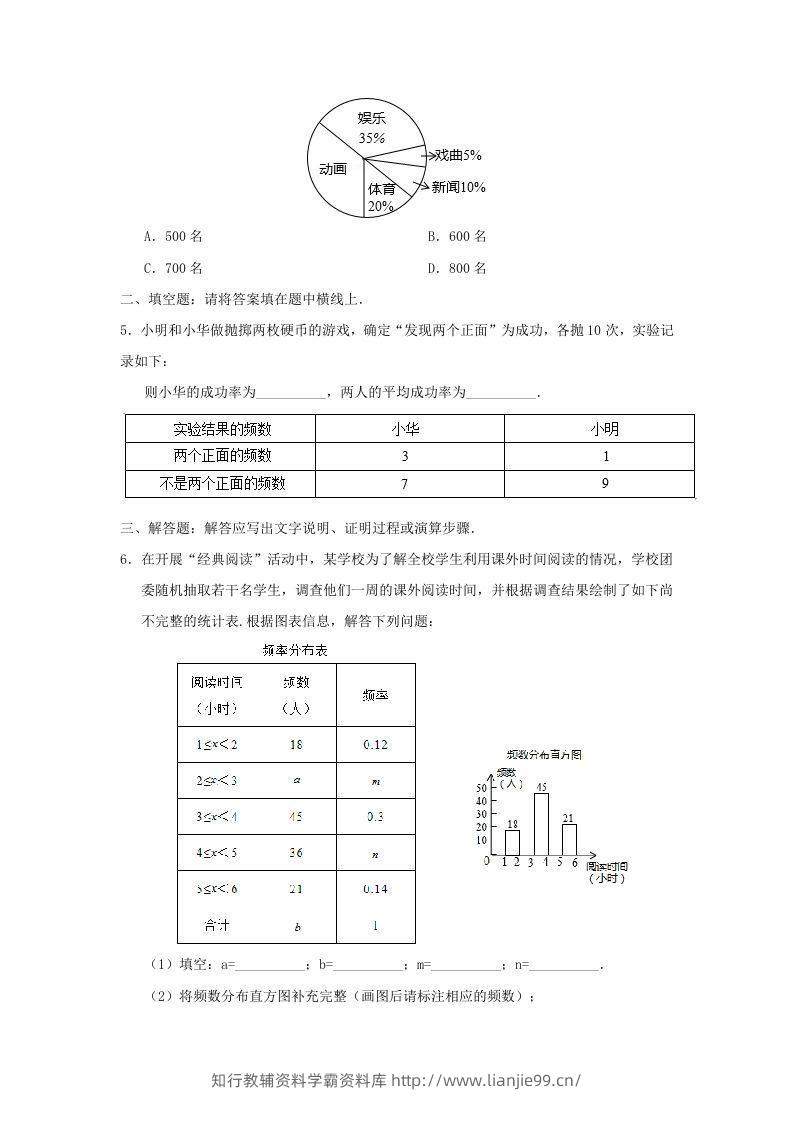 图片[2]-七年级下册数学第十章第三节试卷及答案人教版(Word版)-学霸资料库学科资源下载