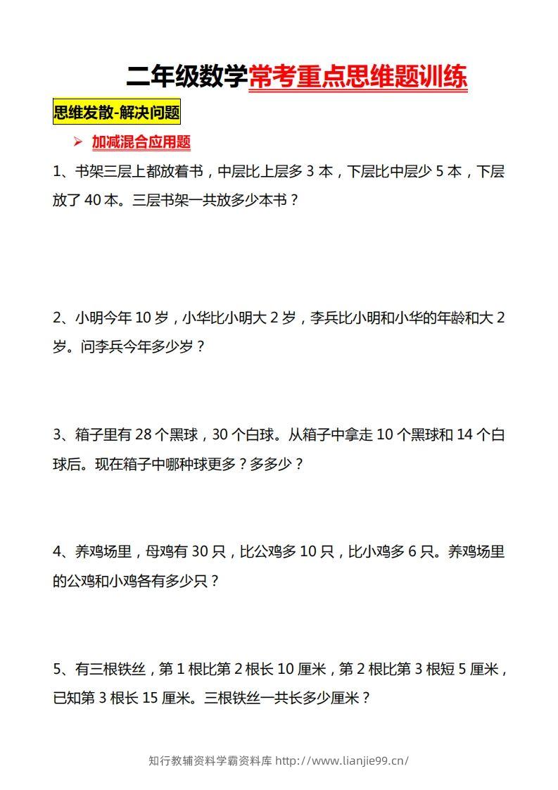 二上数学常考重点思维题练习-学霸资料库学科资源下载