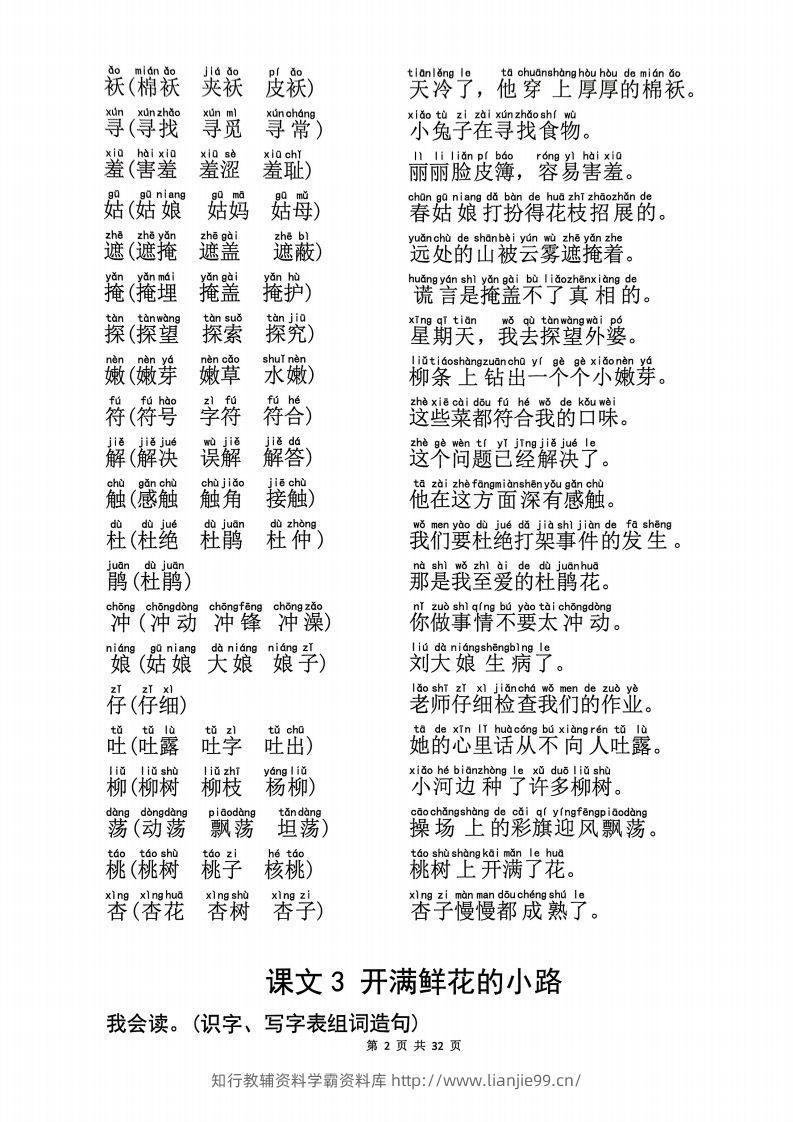 图片[2]-25学年二下语文生字拼音组词造句32页-学霸资料库学科资源下载