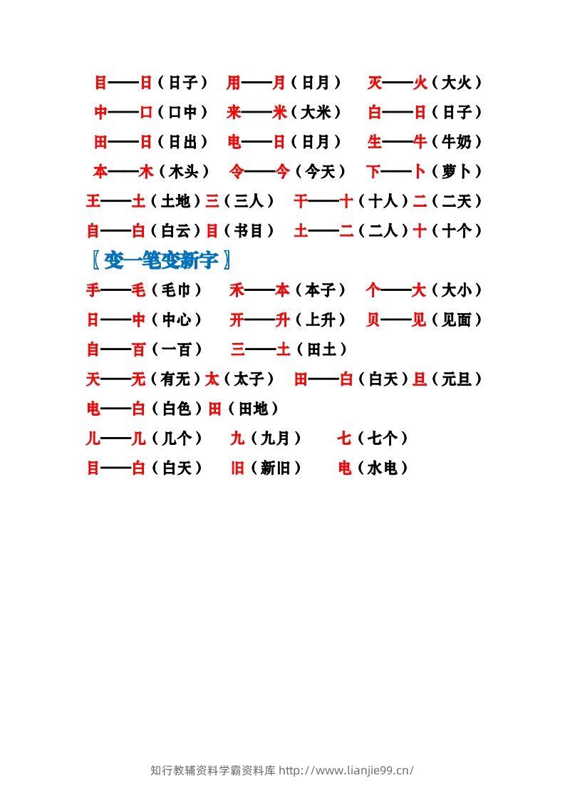 图片[2]-一上语文加加减减变新字梳理汇总+专项练习-学霸资料库学科资源下载