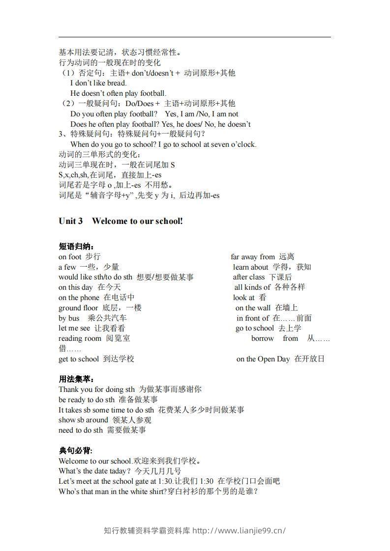 图片[3]-译林版英语七年级上册单元知识点总结-学霸资料库学科资源下载