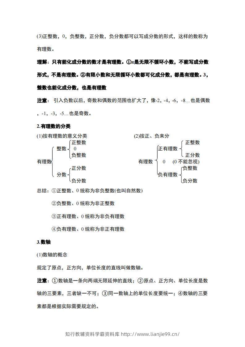 图片[2]-1..人教版七年级上册数学知识点总结-学霸资料库学科资源下载
