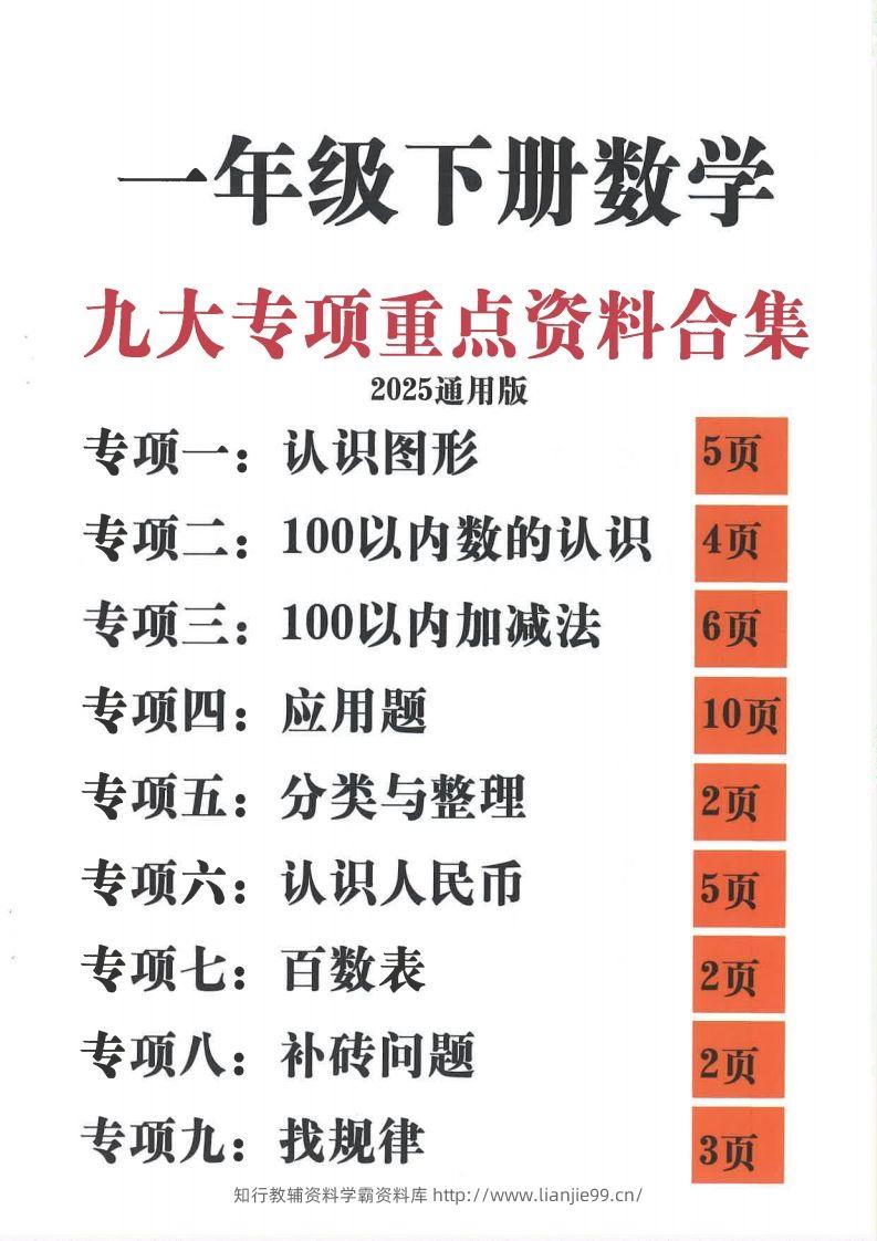 2025新一年级下册数学九大专项合集-学霸资料库学科资源下载