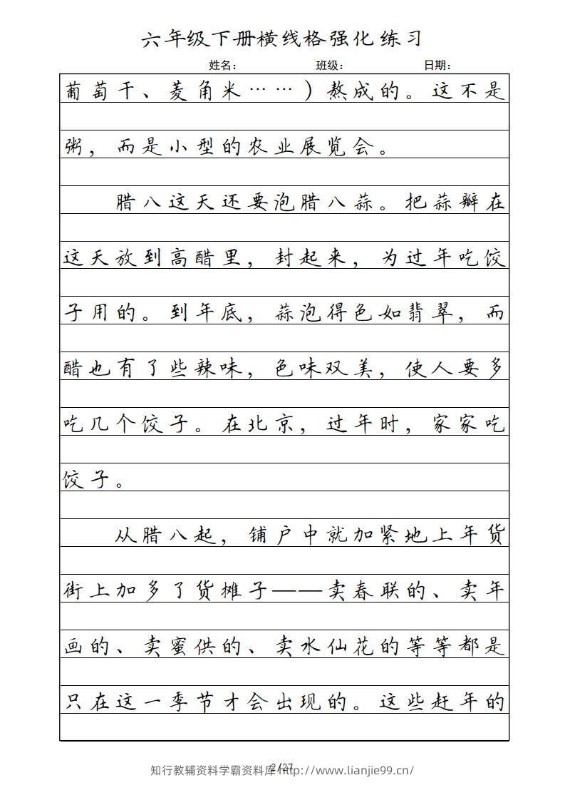 图片[2]-六年级语文下册横线格（部编版）-学霸资料库学科资源下载