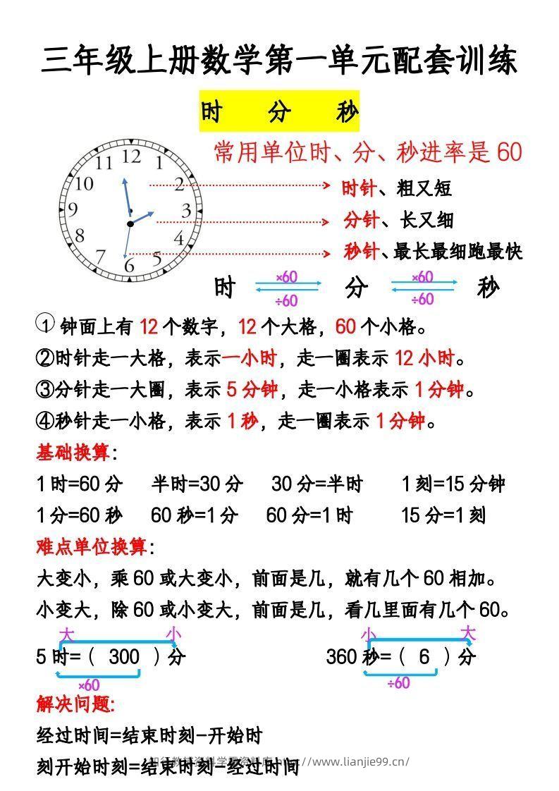 三年级上册《数学时分秒应用题》-学霸资料库学科资源下载