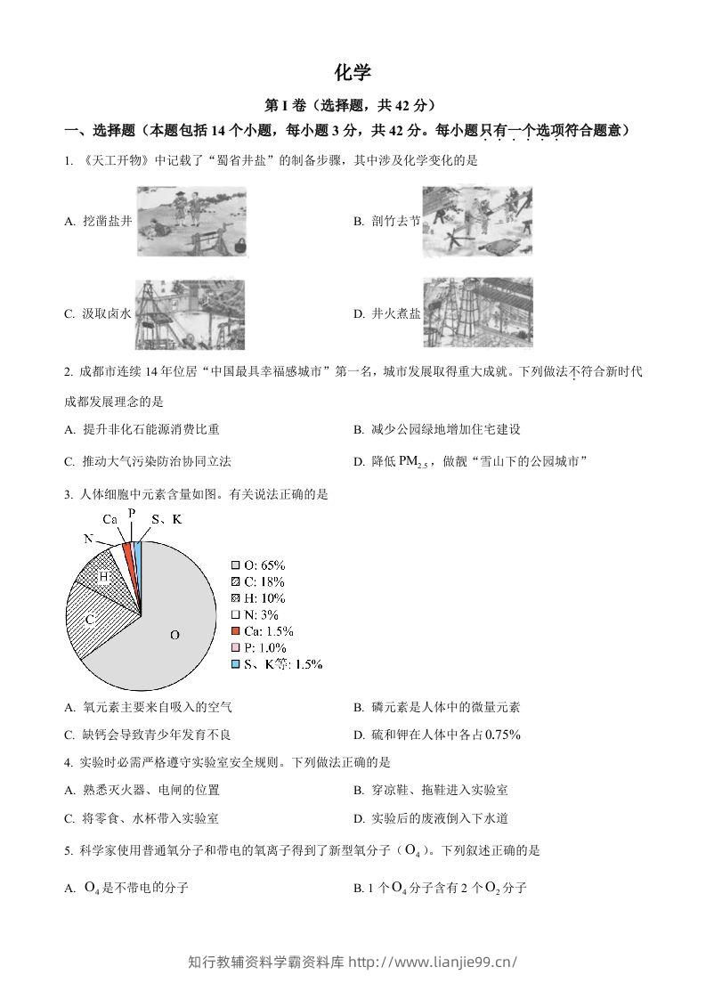 2023年四川省成都市中考化学真题（空白卷）-学霸资料库学科资源下载
