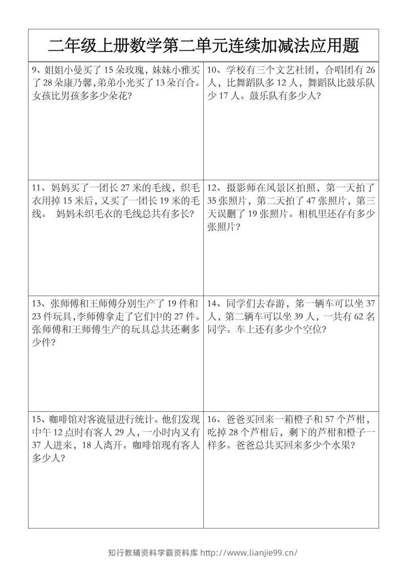图片[2]-二上数学【第二单元】连续加减法应用题-学霸资料库学科资源下载