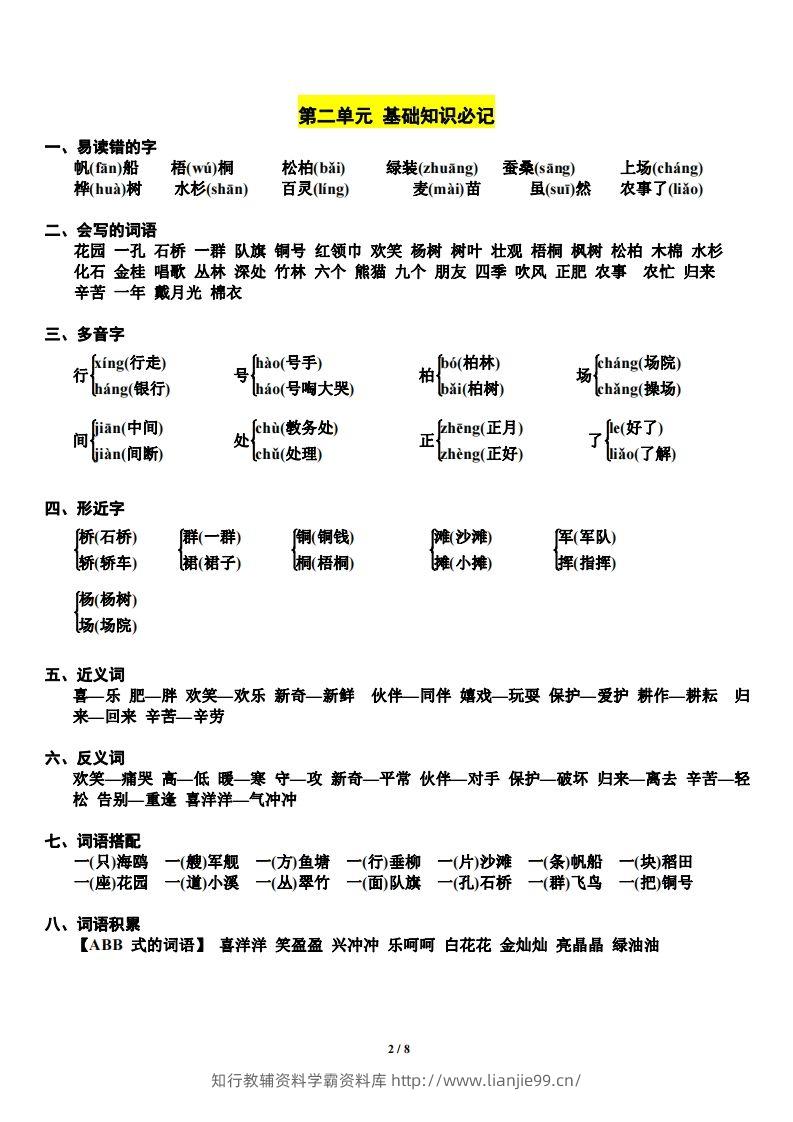 图片[2]-二上语文第单元期中复习必记（抖音）-学霸资料库学科资源下载