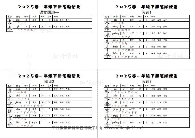 图片[2]-25一下语文生字【笔顺】便条-学霸资料库学科资源下载