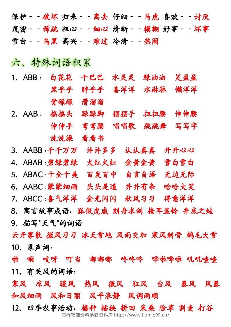 图片[3]-【全册重点考点归纳】二上语文-学霸资料库学科资源下载