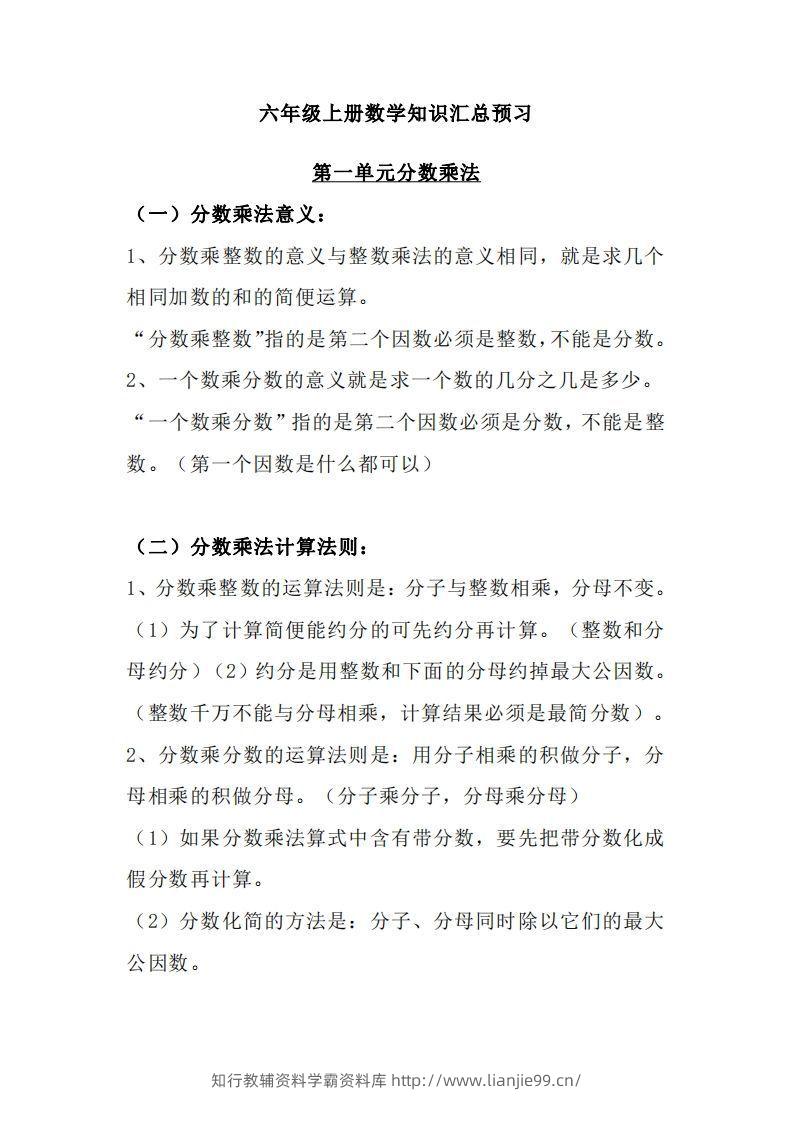 【六上】数学必背汇总-学霸资料库学科资源下载