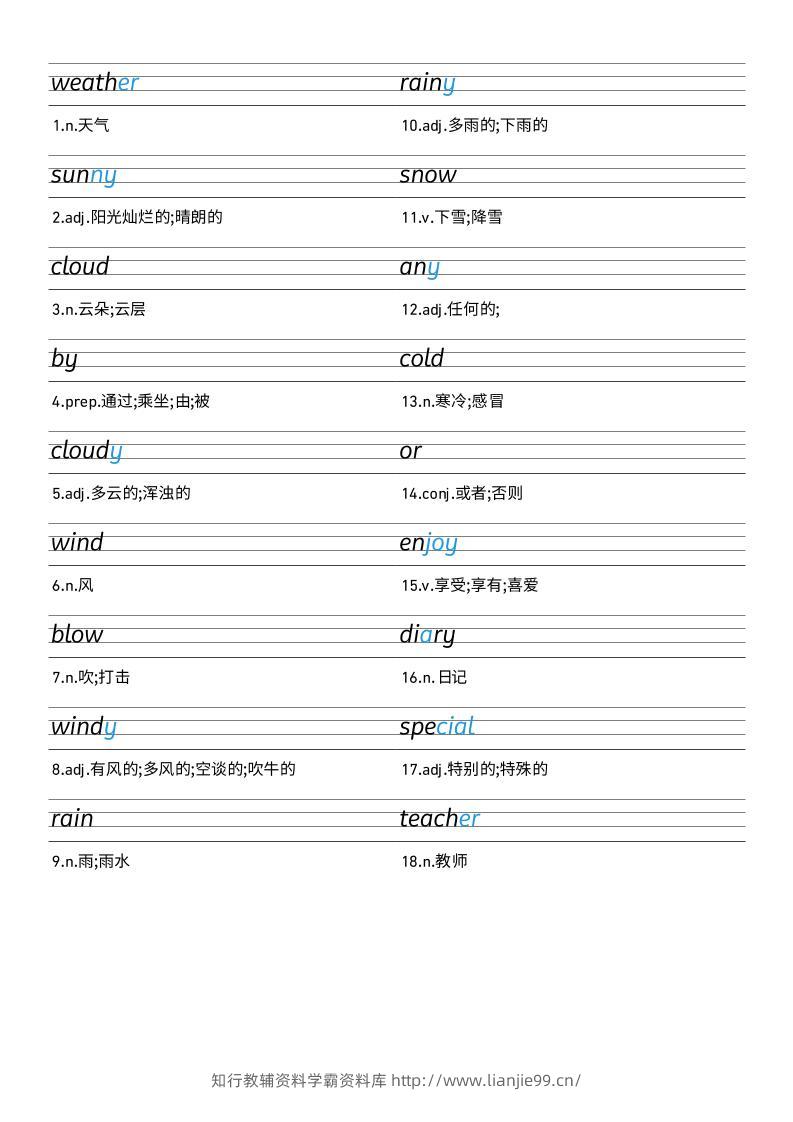 25秋外研版四上英语Unit3衡水体字帖-学霸资料库学科资源下载