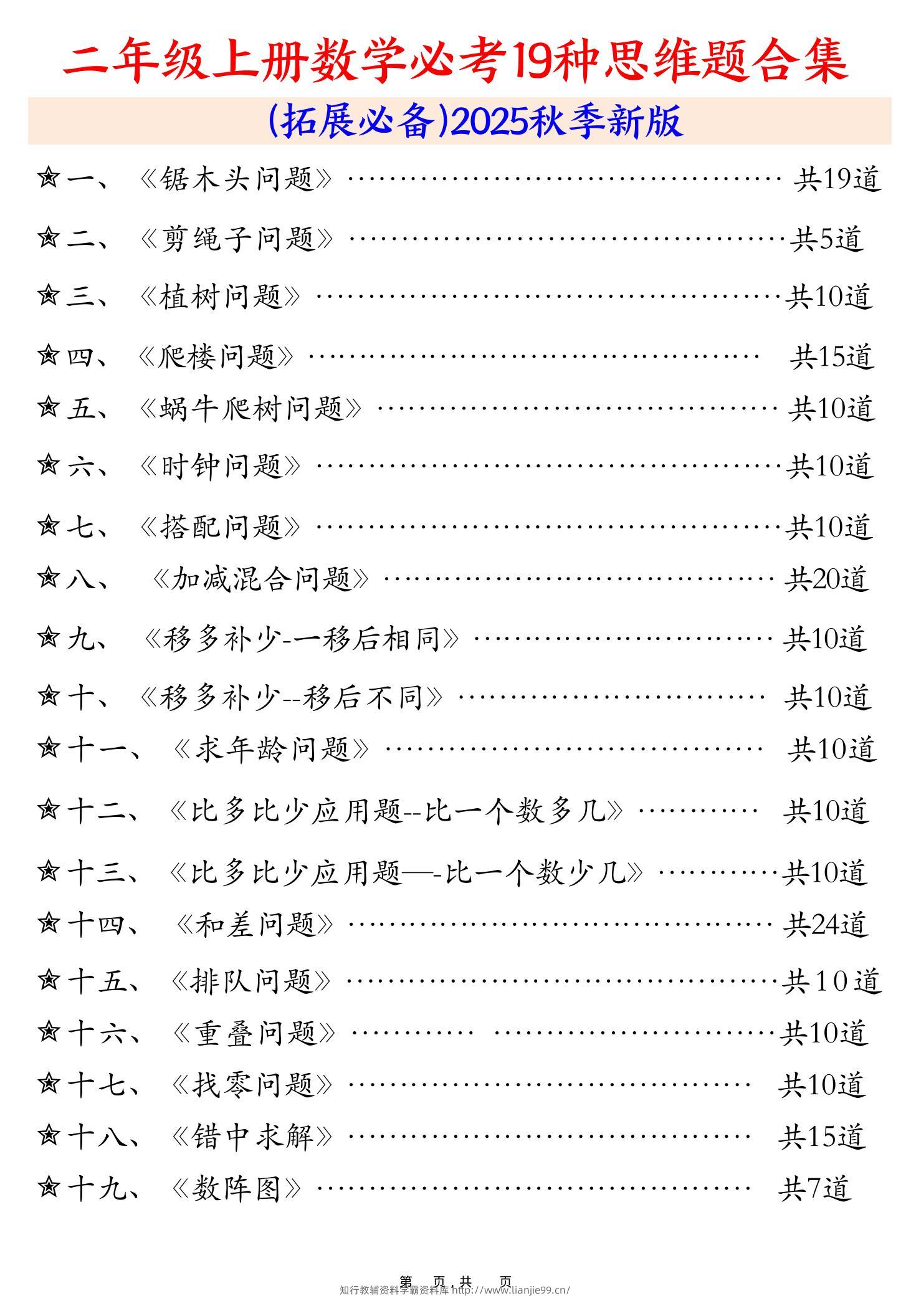 二上数学必考19种类型思维应用题训练合集225道（48页）-学霸资料库学科资源下载