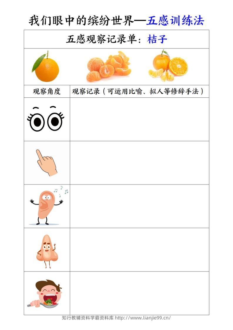 三上语文-第五单元五感训练法-学霸资料库学科资源下载