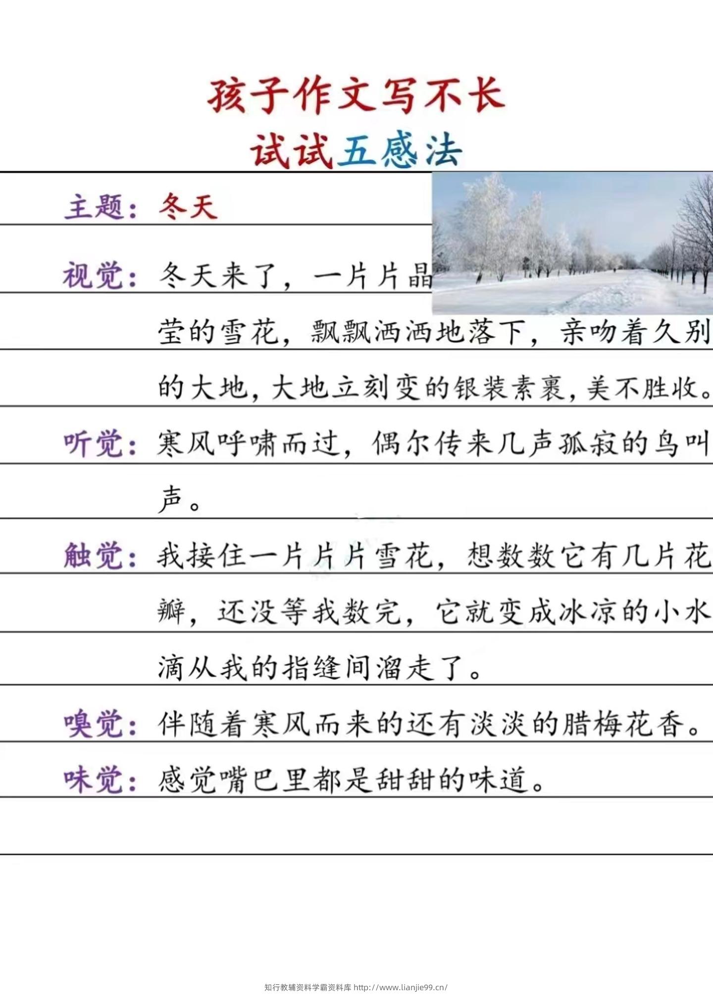 三上语文-扩句法和五感法-学霸资料库学科资源下载