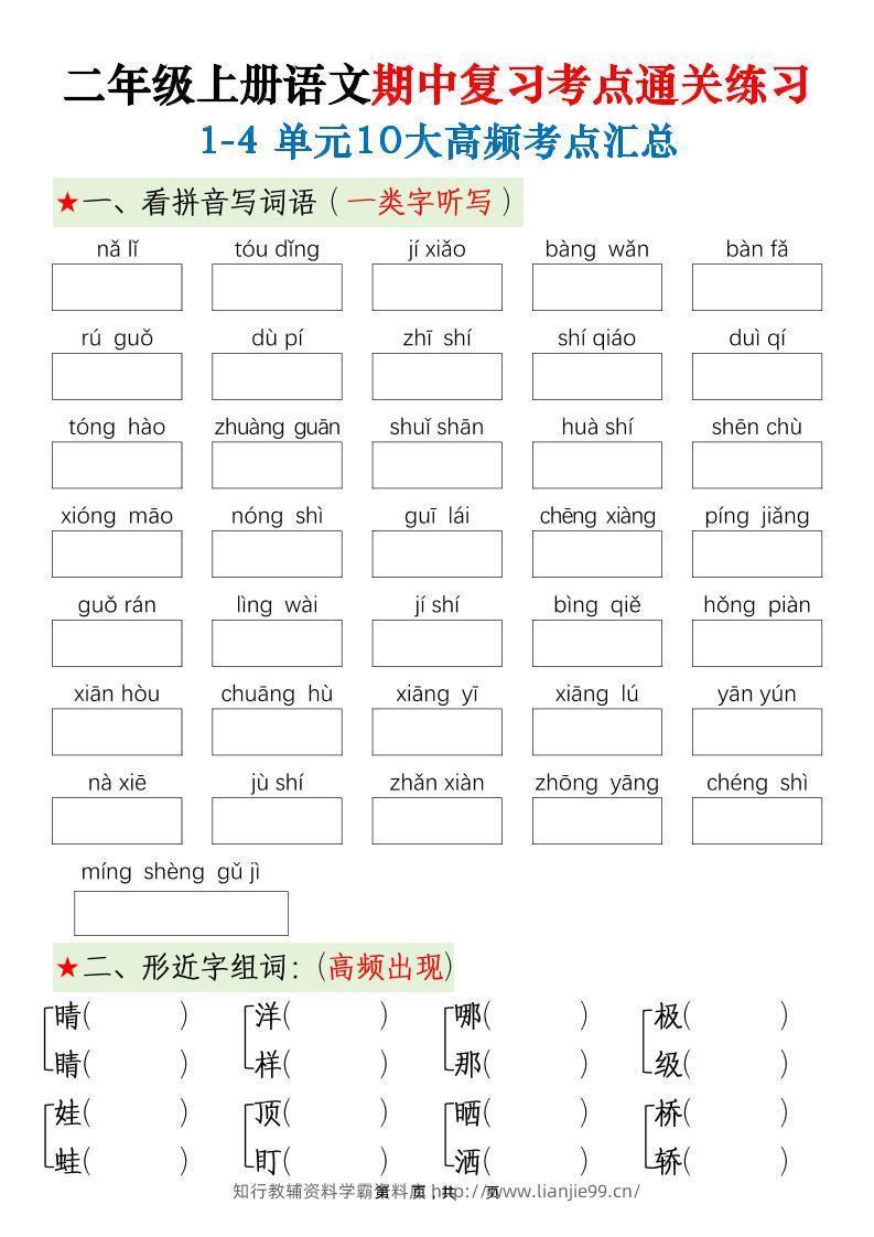 二上语文期中高频考点-学霸资料库学科资源下载