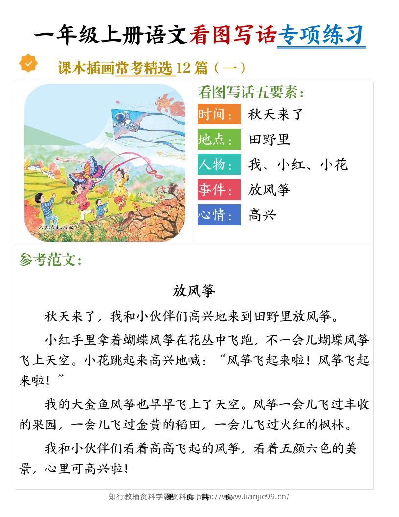 新一上语文看图写话专项练习常考精选12篇（含范文24页）-学霸资料库学科资源下载