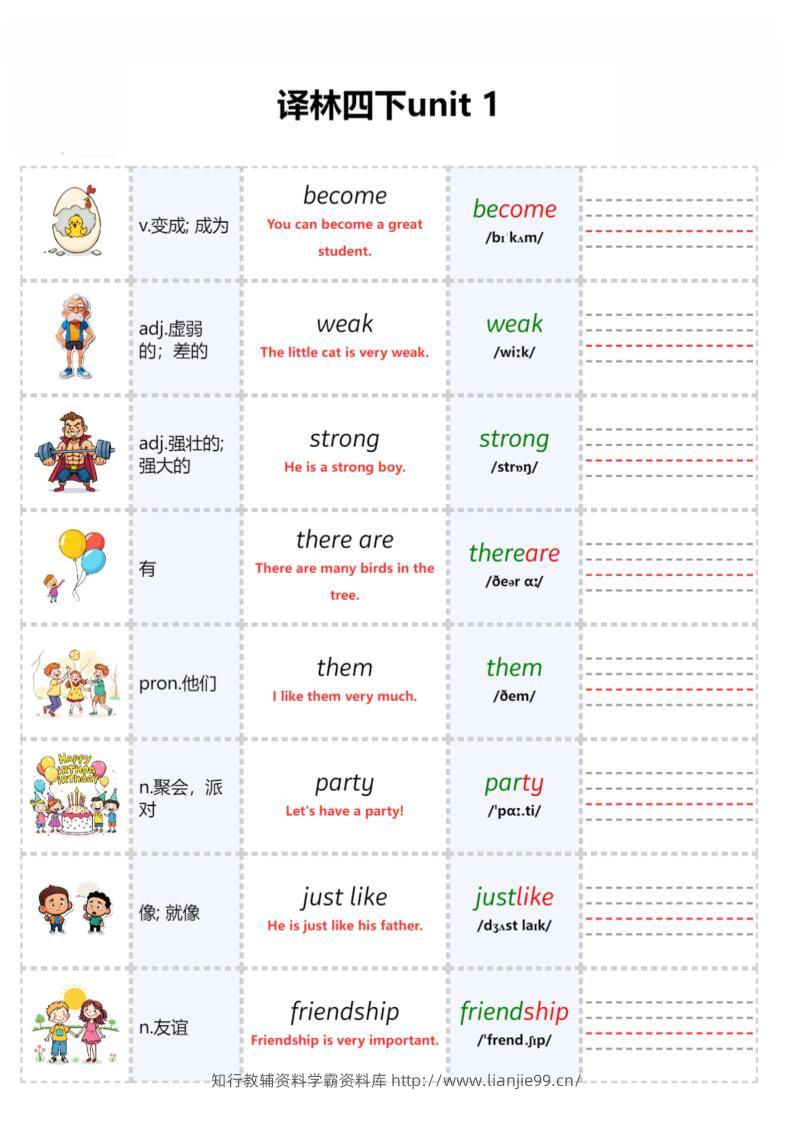四年级下英语Unit1自然拼读专项《译林版》-学霸资料库学科资源下载