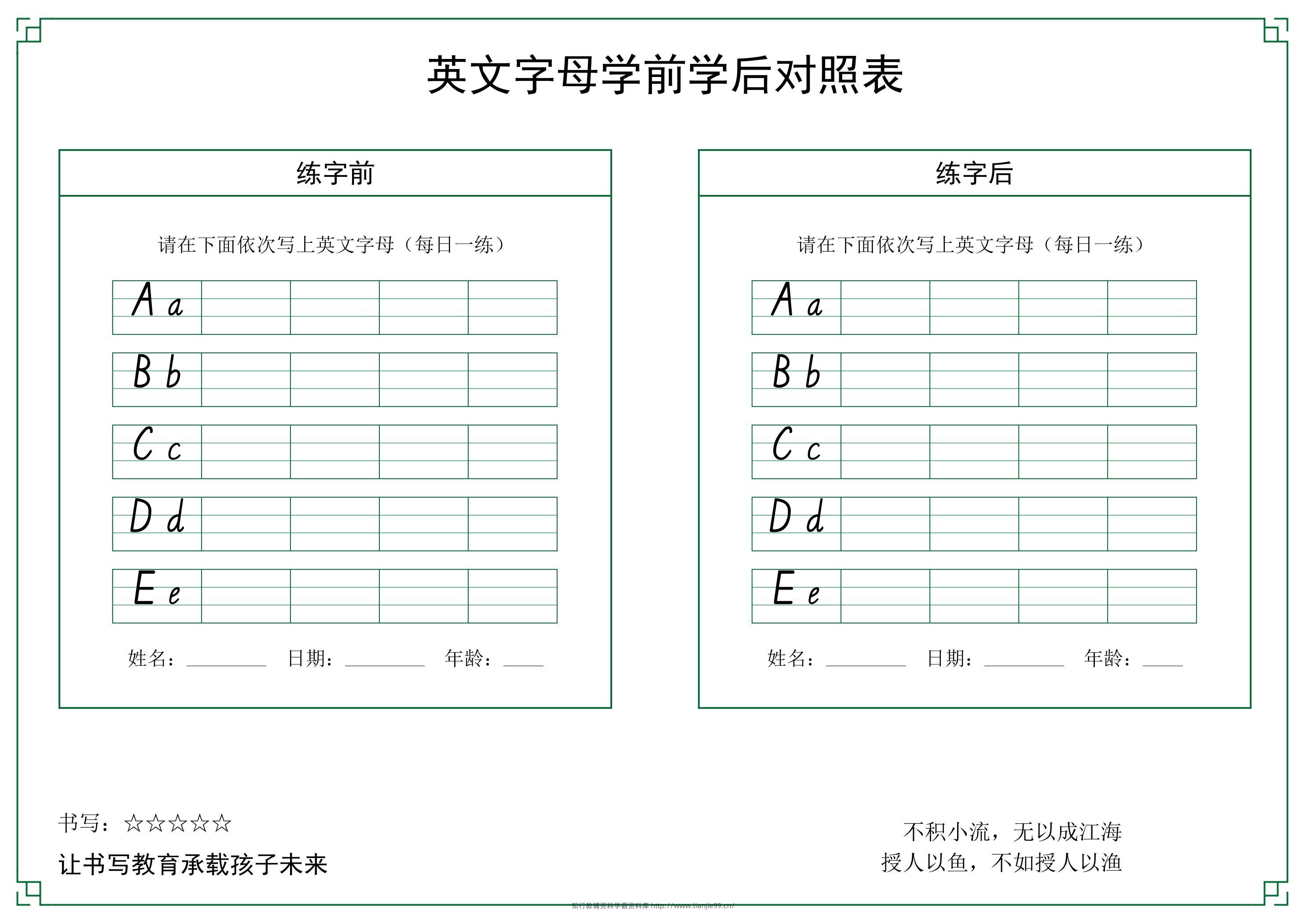 26个英文字母手写体字帖-六上英语-学霸资料库学科资源下载